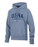 slate blue sweatshirt