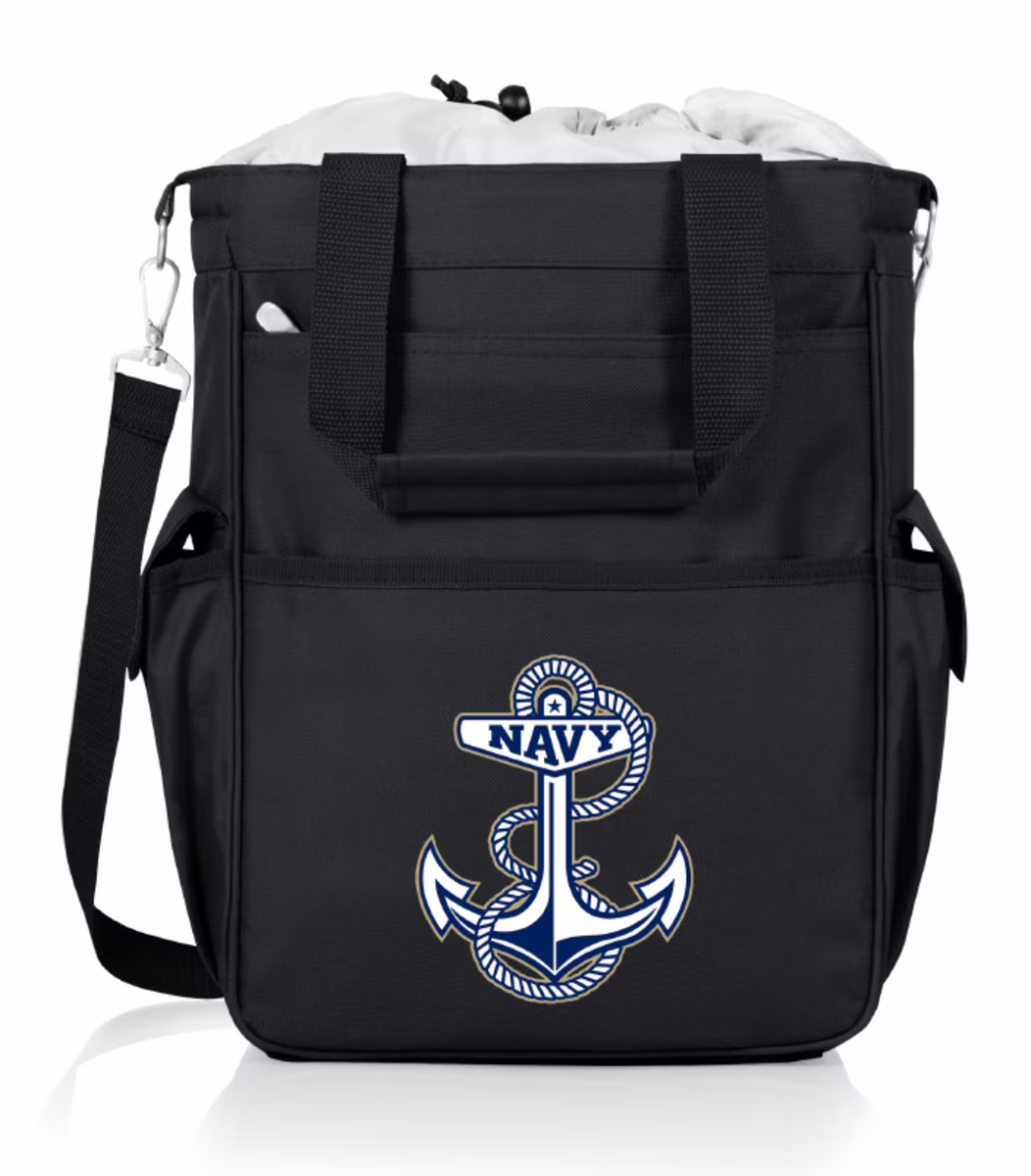 navy tote bag